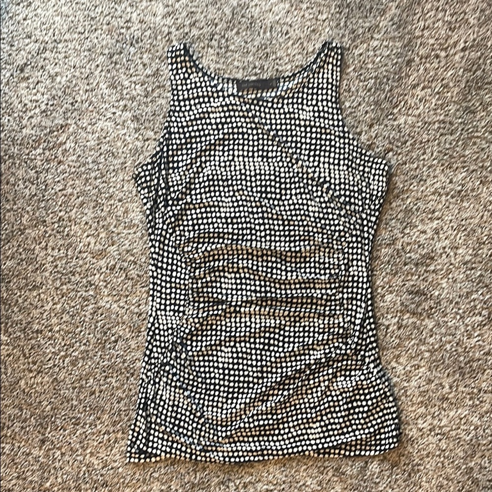 The Limited Black and White Fitted Ruched Tank Top Tunic